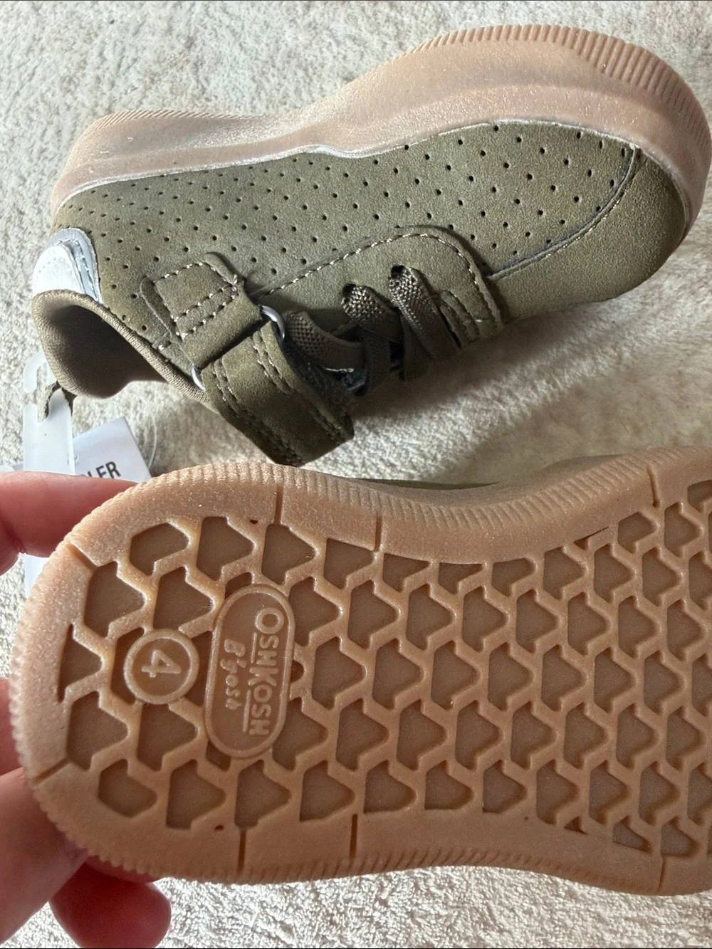 OshKosh B'gosh Olive Green and White Kids Sneakers